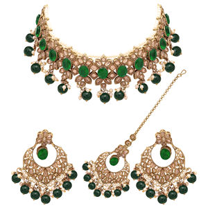 Flower Delight Reverse AD Stone Patti Gargantilla Set Joyería religiosa ortodoxa hecha de aleación - Product Image 3