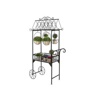 Support de pot de fleur décoratif en métal avec finition antique pour l'affichage de plantes de jardin intérieur et extérieur et la décoration de la maison - Product Image 1