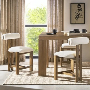 Silla de Bar Moderna de Madera Maciza, Taburete Tapizado para Comedor, Banco con Respaldo para Hogar, Bar y Hotel - Product Image 5