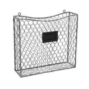 High Quality Silver Coated Iron <b>Metal</b> Wire <b>Basket</b> Handmade Rectangle Shape Hanging Wall Mounted for Kitchen Bathroom Food - Product Image 5