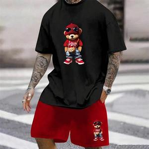Conjunto de pantalones cortos con estampado 3D para hombre, conjunto de camisa corta transpirable con estilo, conjuntos de camisetas personalizadas de algodón orgánico 100% - Product Image 5