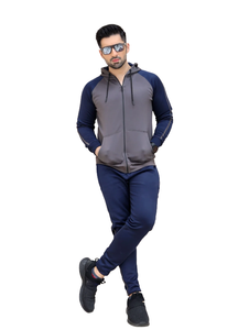 Sudadera con capucha y cremallera de manga larga de dos tonos para hombre y conjunto de chándal de pantalón de correr ropa deportiva informal traje de Entrenamiento Atlético - Product Image 2