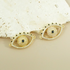 Bijoux fantaisie en laiton avec zircone cubique, connecteurs en forme d'ancre, de palmier, de fleurs et de cœur, breloques pour bracelets, fabrication de bijoux - Product Image 4