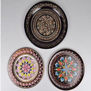 Paon imprimé métal plaque murale autocollant émail fleur autocollant noir plat service Table haut accessoires de noël en gros - Product Image 3