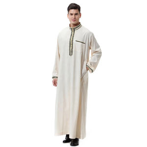 Ropa árabe Jubba con capucha para hombres con mangas largas Ropa de nueva llegada Thobe Hombres musulmanes Diseño en forma de V Thobe / Thawb - Product Image 5