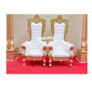 Sillas de novio de novia de asiento bajo de diseñador para boda Sillas elegantes de oro blanco para escenario de boda Sillas de boda de último diseño - Product Image 4