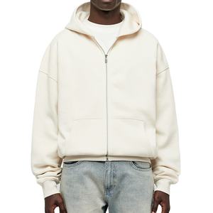 2025 Venta al por mayor de sudadera con cremallera personalizada para hombres y unisex con cremallera de gran tamaño y para Puff Print Solid Pattern Colección de invierno - Product Image 4