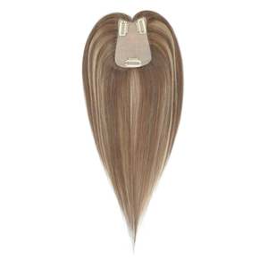 Topper de Cabello Humano Remy Brasileño en Marrón Canela y Rubio Balayage con Base de PU - Product Image 3