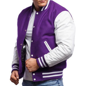 Prix de gros d'usine Quick Dry Leather Sleeve Varsity For Men Leather Sleeve CollegeBaseballjacket pour hommes DDP Shipping - Product Image 4