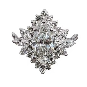 Certifié Or Blanc Moissanite Solitaire Bague De Mariage Élégant En Acier Bande De Fiançailles Élégant Diamant Bijoux - Product Image 1