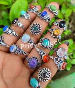 Anillos de moda al por mayor más vendidos, mezcla de piedras preciosas naturales, joyería de latón impermeable chapada en plata esterlina para fines de regalo 011 - Product Image 3