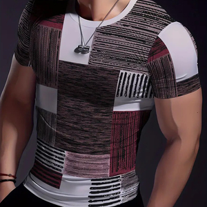 T-shirt athlétique pour homme Col rond haute élasticité Manches courtes Slim Fit Fitness Wear Sublimation T-shirts - Product Image 6