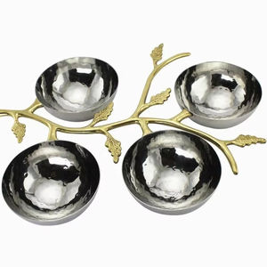 ชุดชามเสิร์ฟช็อคโกแลตผลไม้แห้งชามเสิร์ฟ4ชามโลหะสีขาวทรงกลมสำหรับบ้านโรงแรมและบนโต๊ะ - Product Image 1