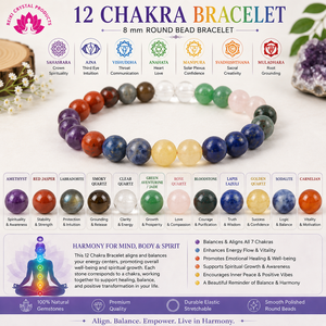 Pulsera de Cristales Curativos de 12 Chakras, 8mm, Amatista, Jaspe Rojo, Labradorita, Cuarzo Ahumado, Cuarzo Claro, Aventurina Verde y Jade - Product Image 4