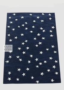 Alfombra hecha a mano con diseño de estrellas azules, Alfombra de lana, alfombra de área de alta calidad para comedor, salón, cocina - Product Image 4