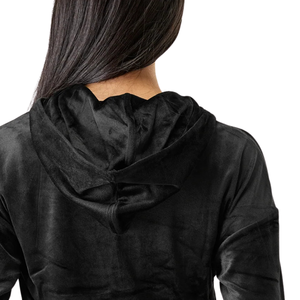 Sudadera con capucha de terciopelo para mujer, chaqueta corta de felpa suave, ropa informal para estar en casa, top de manga larga con cremallera frontal - Product Image 6