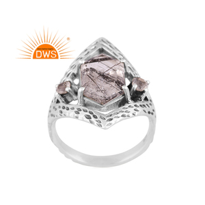 Best selling oxidized sterling silver natural Multi gemstone <b>statement</b> <b>ring</b> custom jewelry manufacturer - Product Image 1