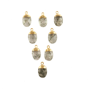 Joyería al por mayor encontrar punto ovalado liso cuarzo DIY pendientes colgante conector Latón chapado en oro solo pendiente conector - Product Image 5