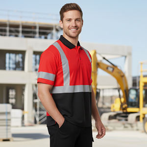 High-Visibility ANSI Class 2 Safety <b>Shirt</b> for Men Reflective Tape Waterproof LED <b>Flash</b> Breathable Comfortable Polyester Workwear - Product Image 5