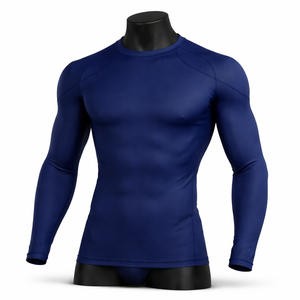 Camiseta de compresión para hombre de color sólido personalizada a precio económico con material de alta calidad y fácil de lavar. - Product Image 1