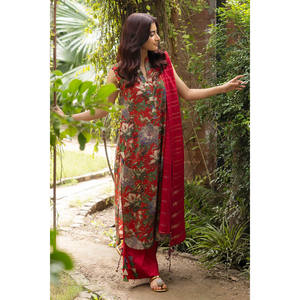 Traje Casual de Verano de 3 Piezas con Estampado Jacquard Lurex y Dupatta a Rayas con Decoración de Botones - Modelo SP-52086 - Product Image 5