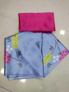 Bollywood Designer's Satin Silk Saree Indian Boutique's Latest Ethnic Wear Collection Impresión digital Work Trendy Bridal Sari BD - Product Image 2