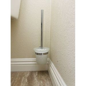 Portaspazzolino moderno in acciaio inox senza foratura per alberghi dotati di un bicchiere di metallo e plastica - Product Image 3