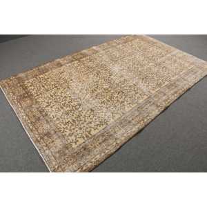 พรมขนาด 5.3x8.9 ฟุต, พรมตุรกีโบราณ, พรมลายดอกไม้สีน้ำตาล - Product Image 4