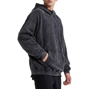 Super qualité en gros hommes Vintage sweats à capuche délavés impression de lavage à l'acide sur des sweats à capuche surdimensionnés thermiques en coton français lourd - Product Image 6