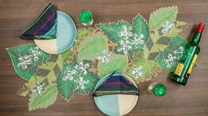 Decoración navideña y diseño de hojas con cuentas, Mantel Individual para mesa de comedor, tapete elegante, corredores decorativos hechos a mano para boda - Product Image 3