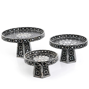 Delightful Mother of Pearl Cake Stand Elegant Capiz <b>Shells</b> Inlay Cake Stand Middle East <b>Chocolate</b> Desert Server Made in Vietnam - Product Image 1