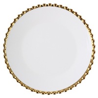 DPN05 Ensemble d'assiettes et de bols en porcelaine blanche moderne avec bord de perles dorées Vaisselle créative pour la décoration de mariage