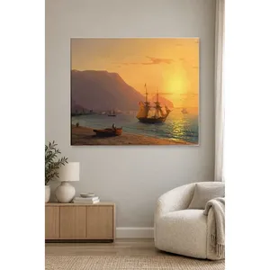 Impression sur toile de Fida Aivazovsky : Coucher de soleil et voilier dans une baie de Crimée - Product Image 4
