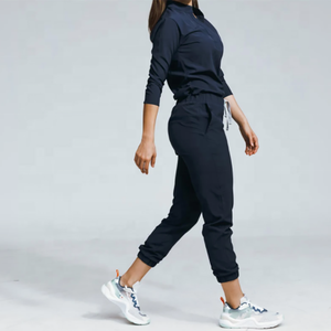 Nouveau style soins infirmiers gommages Unique bleu marine à manches longues professionnel gommages femmes col montant travail médical gommages uniformes ensembles - Product Image 4