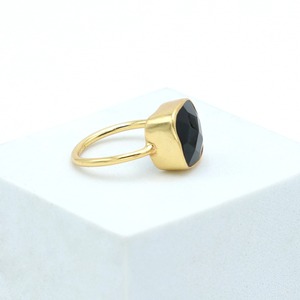 Elegant 18K Gold Plated Black Onyx Cushion Cut Trendy Certified <b>Ring</b> for <b>Men</b> Women for Daily Wear Weddings Parties - Product Image 3