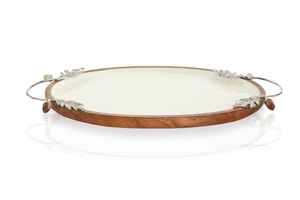 Fancy Wooden Enamel Rectangle Tray With Handles and Legs <b>Stand</b> Vietnam Natural New Designer Serving Tray for Wedding Centerpiece - Product Image 4