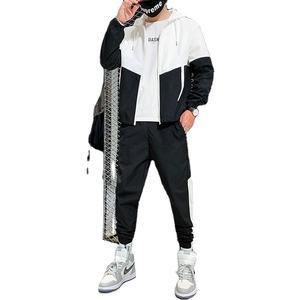 Ensemble de survêtement sportif en coton décontracté avec logo personnalisé, coupe régulière, sweat à capuche, jogging, noir, pour hommes et femmes - Product Image 6