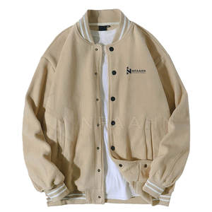 Veste d'hiver pour homme de haute qualité, séchage rapide, doublure en laine, style en similicuir, col montant, style Letterman, avec couleur et logo personnalisables - Product Image 1