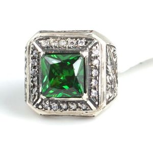 Anillo de Plata 925 con Circonita Geométrica de Corte Princesa y Piedra Natural para Hombre, Ideal para Uso Diario - Product Image 4