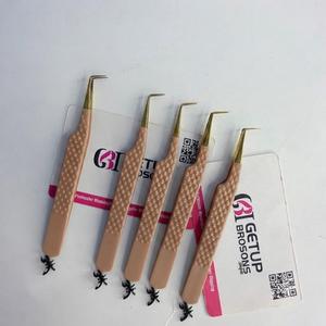 แหนบดึงขนตา GETUP BROSONS IMPEX ลายเสือ ป้องกันไฟฟ้าสถิตย์ ทำจากสแตนเลส ปลายเรียบ แม่นยำ งอ 90 องศา ด้ามจับบาง/โค้ง - Product Image 4