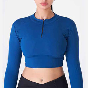 Tops cortos populares al por mayor para mujer, Camiseta corta lisa de algodón para mujer, camiseta recortada, camisetas deportivas para gimnasio - Product Image 1