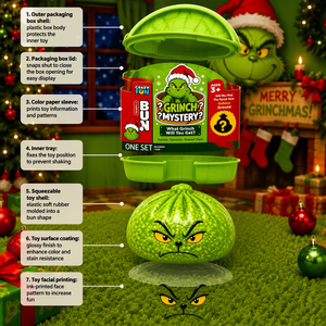 Jouet anti-stress en silicone Grinch - Entraînement de préhension - Boîte mystère personnalisable avec logo - Cadeau pour les 14 ans et plus - Product Image 1