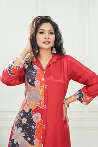 Conjunto Clásico de Seda Hecho a Mano por Neeta Creation para Niñas, Top Bordado con Peplum de Terciopelo, Suministro ODM, Parte Inferior Ajustada de Secado Rápido - Product Image 2