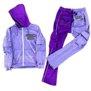 ชุดวอร์มกันหนาวของผู้ชายชุดวอร์มสีแบบเรียงซ้อนกันออกแบบโลโก้ได้ตามต้องการ - Product Image 1