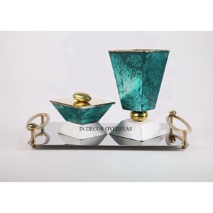 Quemador de incienso Bakhoor de diseñador único de lujo chapado en oro de Metal de alta calidad de aspecto atractivo con suministros de bandeja de espejo - Product Image 5