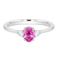 18K Gold 1 Karat Labor-gezüchteter Rosa Saphir Ovaler Schliff Trio-Ring |   Verlobungsring für Frauen |   Großhandel & Dropshipping Schmuck