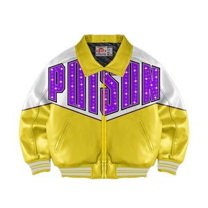 Chaqueta de cuero PU de alta calidad para hombre, chaqueta Bomber bordada, costura de Color, estilo suelto Formal para primavera, cremallera frontal - Product Image 1