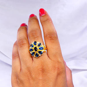 Classique à la mode femmes 925 argent Sterling plaqué or canal réglage amoureux forme bague Londres bleu topaze pierre précieuse fiançailles - Product Image 2