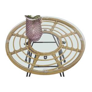 Juego de mesa de silla de jardín hecha de marco de hierro con material envuelto en tejido de ratán sintético para uso en interiores y exteriores - Product Image 2