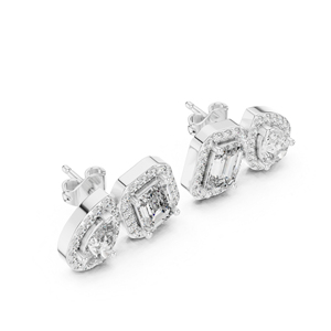 Pendientes de Oro Amarillo de 14K con Esmeralda, Diamante Redondo en Forma de Pera para Mujer |   Regalo de Aniversario de Bodas de Lujo Certificado para Novios - Product Image 3